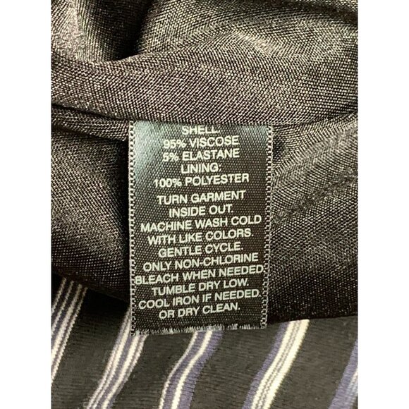 White House Black Market Striped Black Gray Ruched 3/4 Sleeve Dress Square Small - Picture 9 of 16